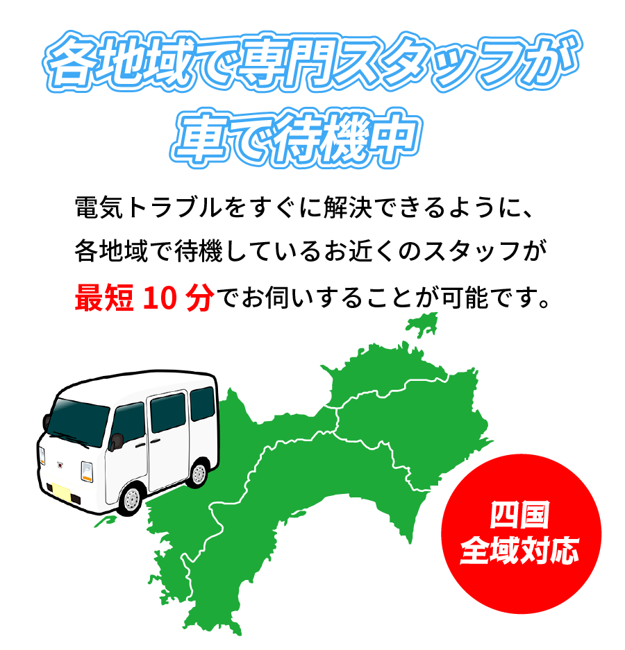 各地域で専門スタッフが車で待機中